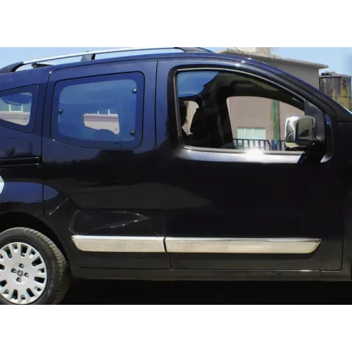 Молдинг дверний (4 шт., нерж.) OmsaLine - Італійська нержавійка для Citroen Nemo 2007-2017 рр
