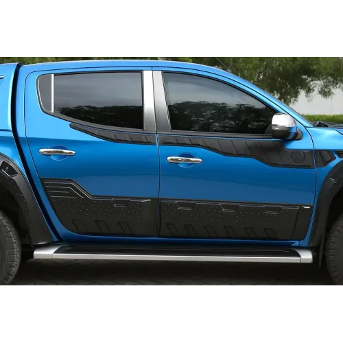 Молдинг дверних стійок (6 шт, нерж) для Mitsubishi L200 2006-2015 рр Молдинг дверних стійок (6 шт, нерж) для Mitsubishi L200 2006-2015 рр