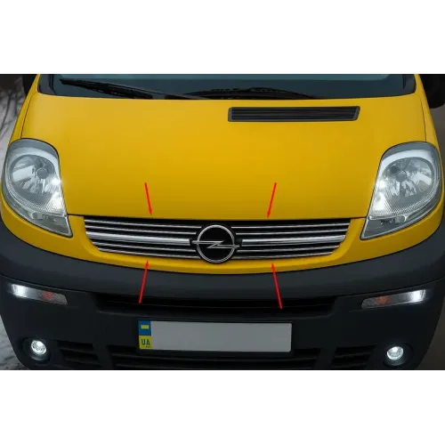 Накладки на решітку з 2001-2007 (8 шт, нерж) для Opel Vivaro рр