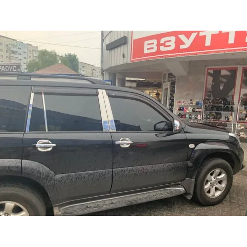 Молдинг дверних стійок (8 шт, нерж) для Toyota Land Cruiser Prado 120 2002-2009 рр Молдинг дверних стійок (8 шт, нерж) для Toyota Land Cruiser Prado 120 2002-2009 рр