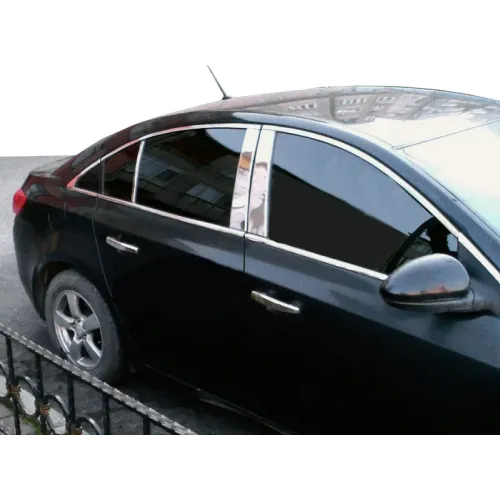 Молдинг дверних стійок (4 шт, нерж.) для Fiat Albea 2002-2012 рр