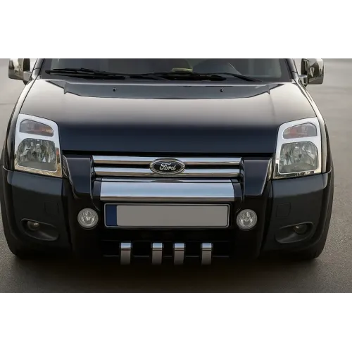 Накладки на фари (2 шт, нерж.) для Ford Connect 2002-2006 рр