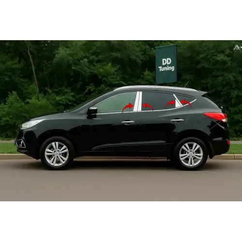 Молдинг дверних стійок (8 шт, нерж.) для Hyundai IX-35 2010-2015 рр