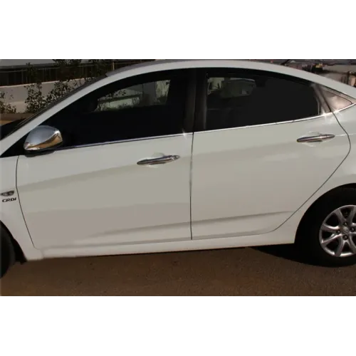 Нижні молдинги стекол (6 шт., нерж) OmsaLine - Італійська нержавійка для Hyundai Accent 2011-2017 рр Нижні молдинги стекол (6 шт., нерж) OmsaLine - Італійська нержавійка для Hyundai Accent 2011-2017 рр