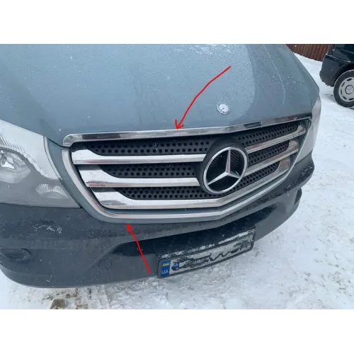 Обведення решітки (2013-2026, нерж) OmsaLine - Італійська нержавійка для Mercedes Sprinter W906 рр Обведення решітки (2013-2026, нерж) OmsaLine - Італійська нержавійка для Mercedes Sprinter W906 рр