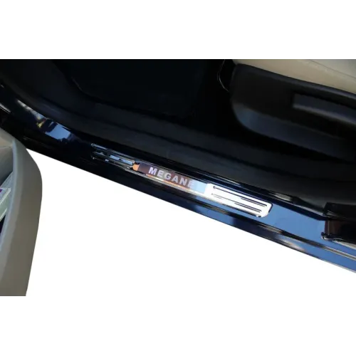 Бездротові пороги з підсвічуванням (2 шт, нерж) для Renault Megane I 1996-2004 рр Бездротові пороги з підсвічуванням (2 шт, нерж) для Renault Megane I 1996-2004 рр
