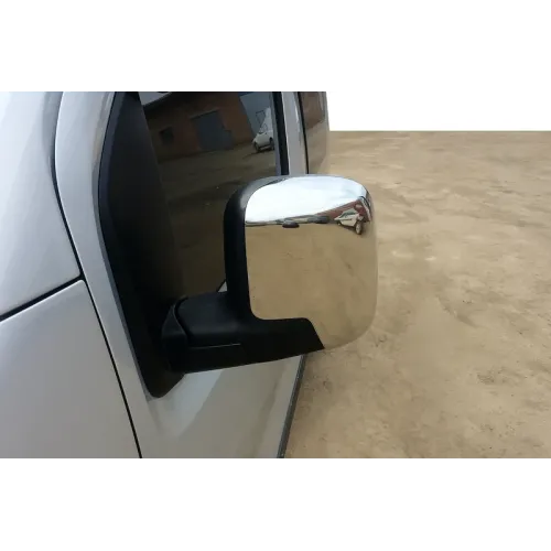 Накладки на дзеркала верхівки (2 шт, нерж.) для Peugeot Bipper 2008-2017 рр Накладки на дзеркала верхівки (2 шт, нерж.) для Peugeot Bipper 2008-2017 рр