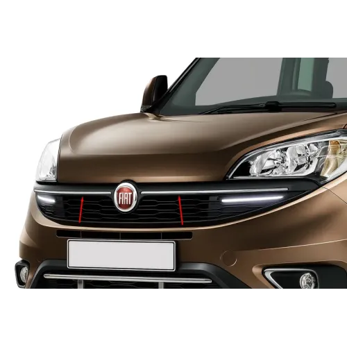Накладки на решітку радіатора (2015-2026, 2 шт., нерж.) для Fiat Doblo II рр Накладки на решітку радіатора (2015-2026, 2 шт., нерж.) для Fiat Doblo II рр