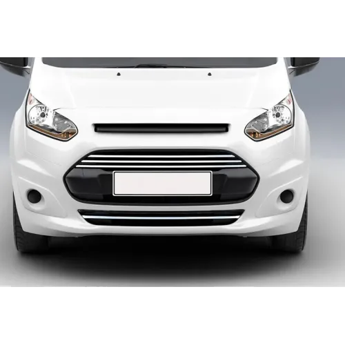 Накладки на передній бампер і решітку (4 шт, нерж) для Ford Connect 2014-2021 рр Накладки на передній бампер і решітку (4 шт, нерж) для Ford Connect 2014-2021 рр