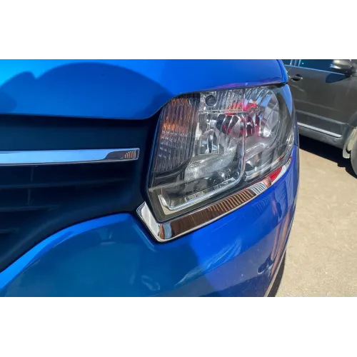 НОВИНКА!!! Накладки на фари (2 шт., нерж) для Renault Logan MCV 2013-2022 рр