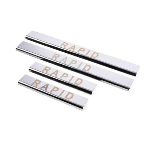 Накладки на пороги Carmos V1 (4 шт, нерж) для Skoda Rapid 2012-2019 рр Накладки на пороги Carmos V1 (4 шт, нерж) для Skoda Rapid 2012-2019 рр