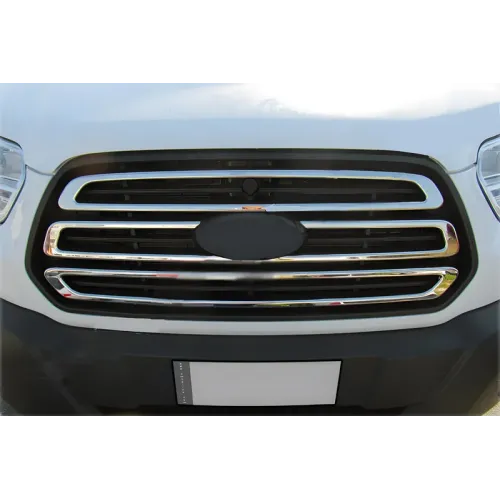 Накладки на решітку (2014-2018, 3 шт, нерж) Carmos - Турецька сталь для Ford Transit 2014- рр Накладки на решітку (2014-2018, 3 шт, нерж) Carmos - Турецька сталь для Ford Transit 2014- рр