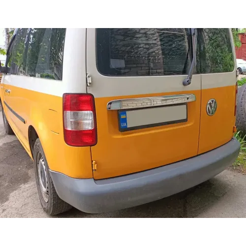 Накладка над номером (2 дверні, нерж) Без надпису, OmsaLine - Італійська нержавійка для Volkswagen Caddy 2004-2010 рр