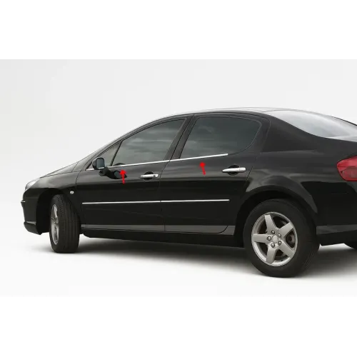 Зовнішня окантовка стекол (4 шт, нерж) Carmos - Турецька сталь для Peugeot 407 2004-2011 рр