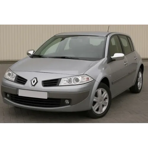 Накладки на дзеркала (2 шт., пласт) Carmos - турецький хром. пластик для Renault Megane II 2004-2009 рр