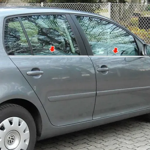 Зовнішня окантовка скла (4 шт, нерж) Carmos - Турецька сталь для Volkswagen Golf 5 2003-2009 рр