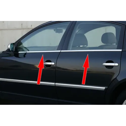 Зовнішня окантовка вікон (4 шт, нерж) Carmos - Турецька сталь для Volkswagen Passat B5 1997-2005 рр