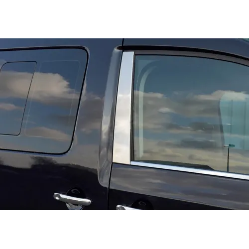 Накладки на стійки (2 шт., нерж) OmsaLine - Італійська нержавійка для Volkswagen Caddy 2010-2015 рр