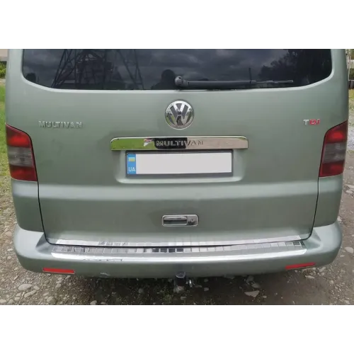 Накладка на задній бампер з загином (Omsa, нерж) Глянцева для Volkswagen T5 Caravelle 2004-2010 рр Накладка на задній бампер з загином (Omsa, нерж) Глянцева для Volkswagen T5 Caravelle 2004-2010 рр