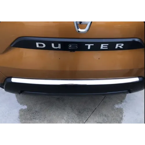 Накладка на задній бампер Carmos V1 (нерж) для Renault Duster 2018-2024 рр Накладка на задній бампер Carmos V1 (нерж) для Renault Duster 2018-2024 рр