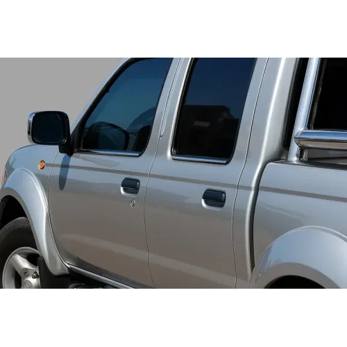 Зовнішня окантовка вікон (4 шт., нерж.) Carmos - Турецька сталь для Nissan NP300 1999-2015 рр Зовнішня окантовка вікон (4 шт., нерж.) Carmos - Турецька сталь для Nissan NP300 1999-2015 рр
