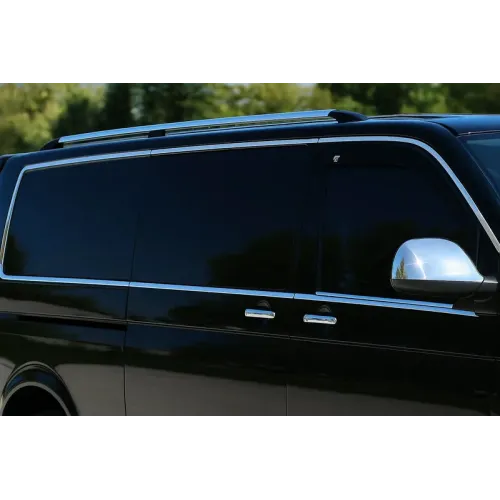 Повна окантовка вікон (14 шт, нерж) 2 бокових дверей, Коротка база для Volkswagen T5 Caravelle 2004-2010 рр Повна окантовка вікон (14 шт, нерж) 2 бокових дверей, Коротка база для Volkswagen T5 Caravelle 2004-2010 рр