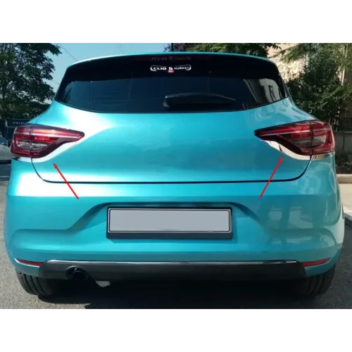 Накладки на задні ліхтарі (2 шт, нерж) для Renault Clio V 2019- рр Накладки на задні ліхтарі (2 шт, нерж) для Renault Clio V 2019- рр