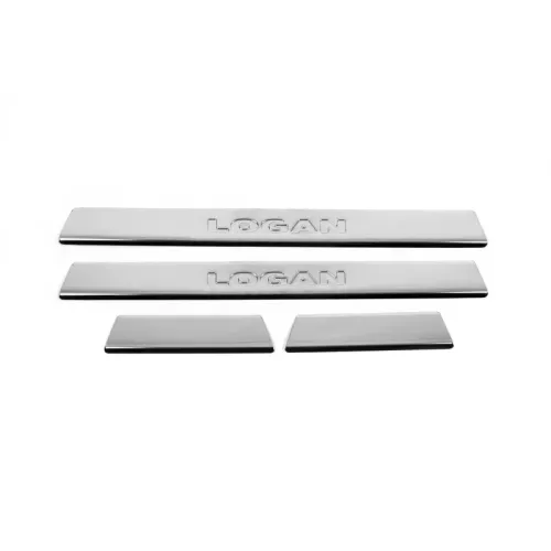 Накладки на пороги Carmos V2 (4 шт, нерж.) для Renault Logan MCV 2005-2013 рр Накладки на пороги Carmos V2 (4 шт, нерж.) для Renault Logan MCV 2005-2013 рр