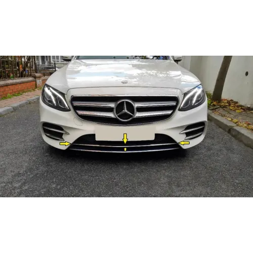 Хром смужка на передній бампер 2016-2020 (нерж) для Mercedes E-class W213 рр Хром смужка на передній бампер 2016-2020 (нерж) для Mercedes E-class W213 рр