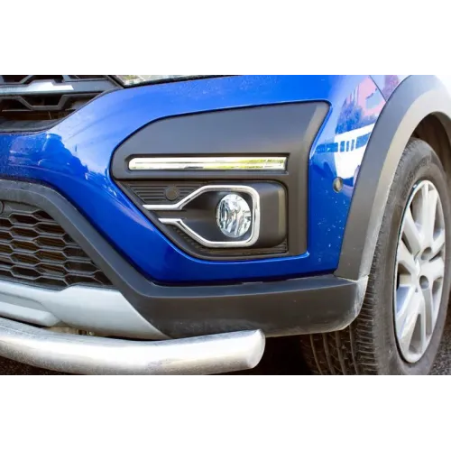 Накладки на протитуманки (2 шт, нерж) для Dacia Jogger 2022- рр Накладки на протитуманки (2 шт, нерж) для Dacia Jogger 2022- рр