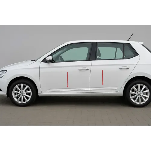 Молдини на двері (4 шт, нерж) для Skoda Fabia 2014-2021 рр Молдини на двері (4 шт, нерж) для Skoda Fabia 2014-2021 рр