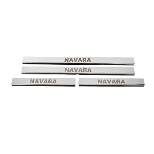 Накладки на пороги (4 шт, нерж) для Nissan Navara 2006-2015 рр Накладки на пороги (4 шт, нерж) для Nissan Navara 2006-2015 рр