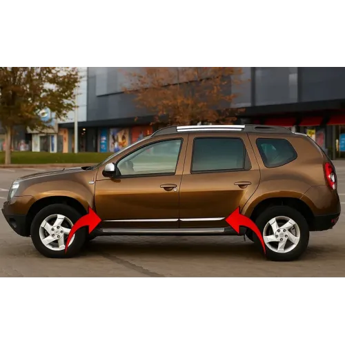 Молдинг дверний (4 шт., нерж.) OmsaLine - Італійська нержавійка для Renault Duster 2008-2017 рр