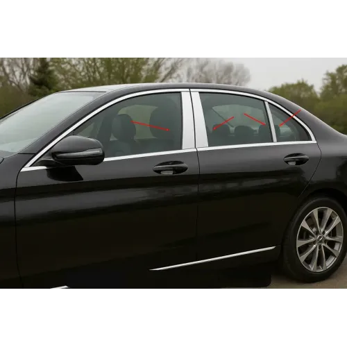 Накладки на дверні стійки (6 шт, нерж) для Mercedes C-class W205 2014-2021 рр