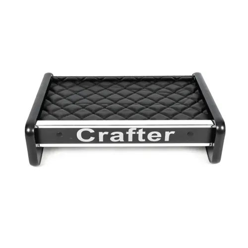 Полиця на панель (Чорна з чорною ниткою) для Volkswagen Crafter 2016- рр