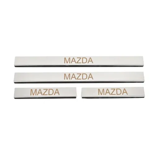 Накладка на пороги Carmos (4 шт, нерж) V-3 для Mazda 3 2009-2013 рр