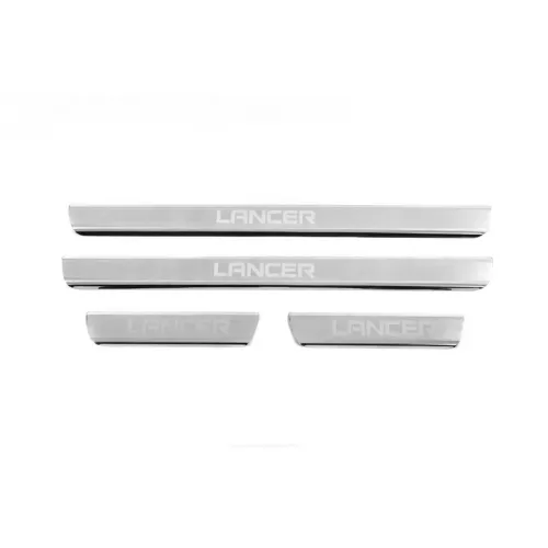 Накладки на пороги Carmos V3 (4 шт, нерж.) для Mitsubishi Lancer 9 2004-2008 рр Накладки на пороги Carmos V3 (4 шт, нерж.) для Mitsubishi Lancer 9 2004-2008 рр