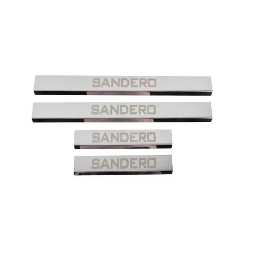 Накладки на пороги Carmos V3 (4 шт., Нерж.) для Renault Sandero 2007-2013 рр