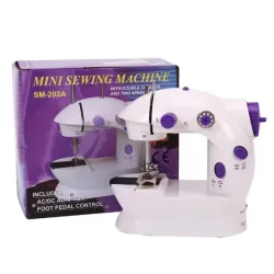 Швейна міні машинка Mini Sewing Machine SM-202A 4 в 1 портативна домашня машинка для шиття від мережі / батарей / педалі