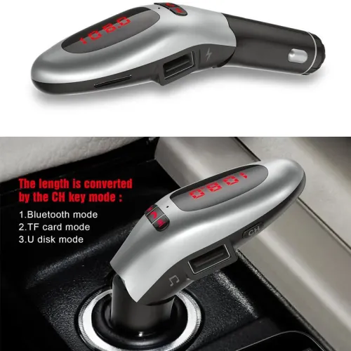 Автомобильный FM- трансмиттер G96 Bluetooth, громкая связь(серебристый) / ФМ модулятор / Трасмиттер PR3 Автомобильный FM- трансмиттер G96 Bluetooth, громкая связь(серебристый) / ФМ модулятор / Трасмиттер PR3