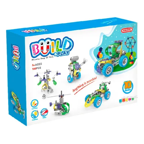 Конструктор дитячий Build&Play 5 в 1 болтовий з мотором 109 ел. J-7783 Конструктор дитячий Build&Play 5 в 1 болтовий з мотором 109 ел. J-7783