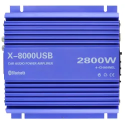 Автомобильный усилитель X-8000 USB 4-х канальный, ∙ Bluetooth ∙ USB ∙ FM ∙ MP3 ∙ 2800W