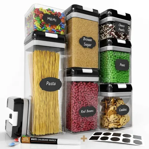 Набір контейнерів FOOD Storage Container Set для зберігання їжі, сипких та круп ∙ 7 ємностей з герметичними кришками ∙ 10 стікерів - етикеток + маркер у комплекті Набір контейнерів FOOD Storage Container Set для зберігання їжі, сипких та круп ∙ 7 ємностей з герметичними кришками ∙ 10 стікерів - етикеток + маркер у комплекті
