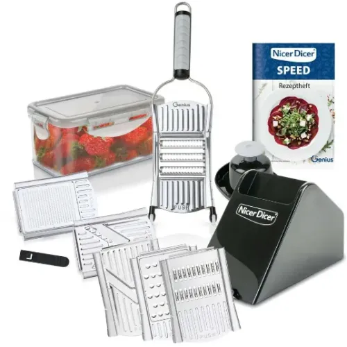 Універсальна овочерізка Nicer Dicer SPEED Кухонний подрібнювач - рубанок з насадками Універсальна овочерізка Nicer Dicer SPEED Кухонний подрібнювач - рубанок з насадками