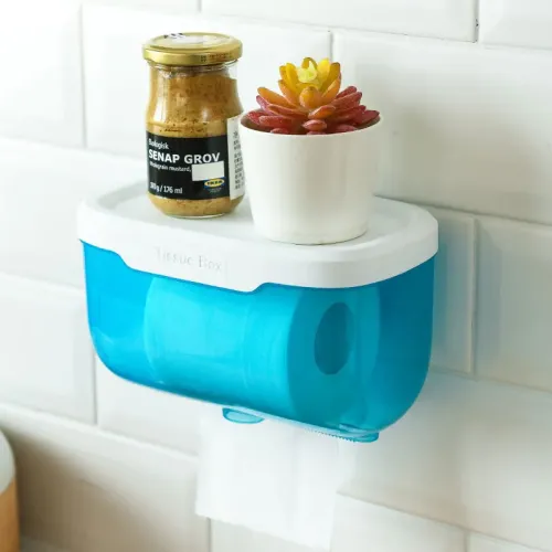 Пластиковий водонепроникний бокс - тримач туалетного паперу та серветок Tissue Box з поличкою для ванної кімнати Пластиковий водонепроникний бокс - тримач туалетного паперу та серветок Tissue Box з поличкою для ванної кімнати