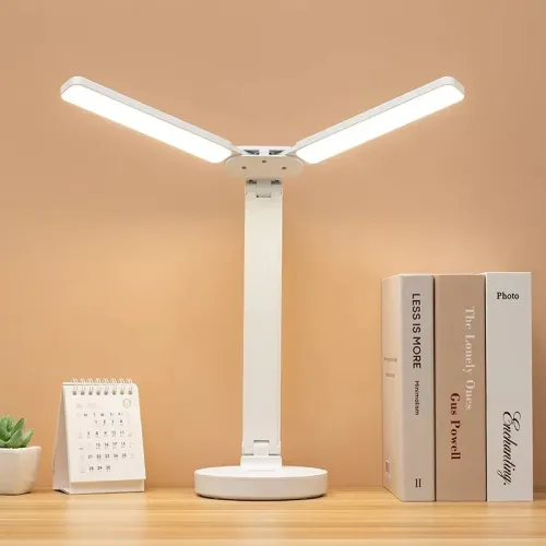 Настільна світлодіодна лампа Twice LED Lamp з подвійним поворотним світильником - плафоном на акумуляторі з USB зарядкою та підставкою для телефону Настільна світлодіодна лампа Twice LED Lamp з подвійним поворотним світильником - плафоном на акумуляторі з USB зарядкою та підставкою для телефону