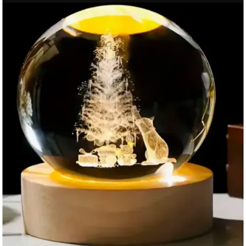 Декоративний Новорічний 3D нічник Кришталева Куля 8 см · Настільна лампа - світильник з 3D ефектом з новорічною тематикою Декоративний Новорічний 3D нічник Кришталева Куля 8 см · Настільна лампа - світильник з 3D ефектом з новорічною тематикою