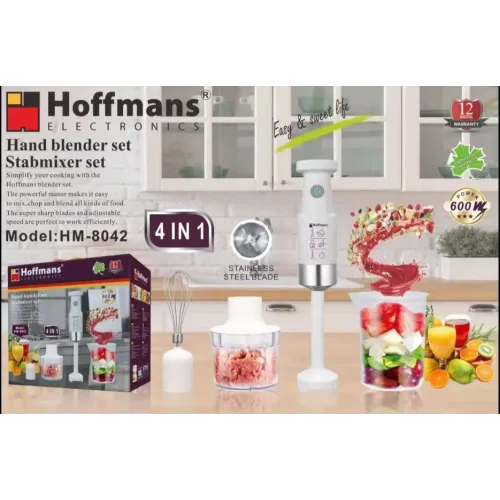 Занурювальний блендер Hoffmans 4 в 1 600W HM-8042 • Багатофункціональний блендер з насадками для збивання та подрібнення