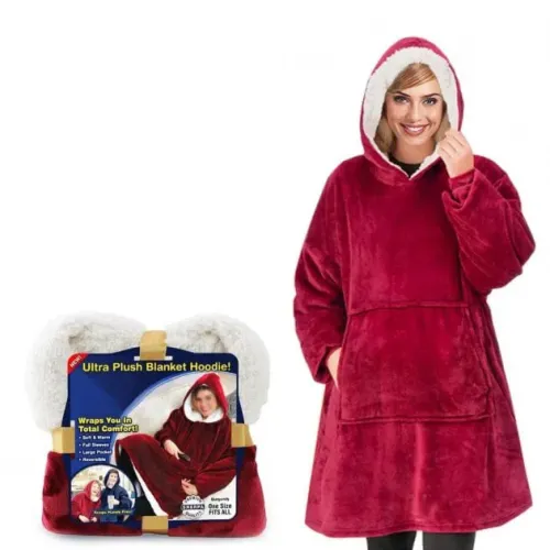 Плед-Толстовка з капюшоном і рукавами Huggle Hoodie Blanket 3-в-1 Унісекс рожевий • Теплий худі + Зігріваючий ковдру + Домашній халат Плед-Толстовка з капюшоном і рукавами Huggle Hoodie Blanket 3-в-1 Унісекс рожевий • Теплий худі + Зігріваючий ковдру + Домашній халат