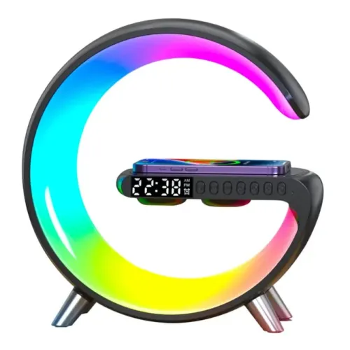 Нічник акумуляторний з годинником G63 Smart Light Sound Machine BLACK • Лампа-колонка з бездротовою зарядкою, Bluetooth та будильником Нічник акумуляторний з годинником G63 Smart Light Sound Machine BLACK • Лампа-колонка з бездротовою зарядкою, Bluetooth та будильником